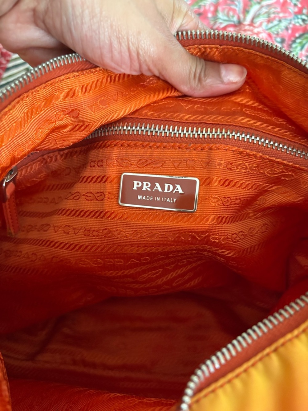 Prada Vibrant Orange Nylon Crossbody with Silver-Tone Logo - Picture 10 of 14